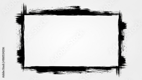 Black brush stroke rectangle frame on for text or image