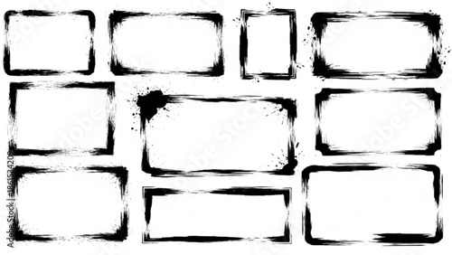 Collection of blank white television screens with black borders