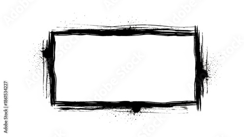 Black rectangular frame with brush strokes on for text or image