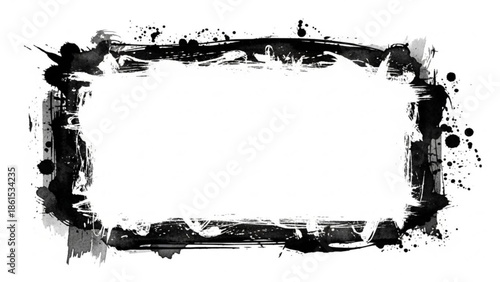 Black ink splatter border frame on for creative designs