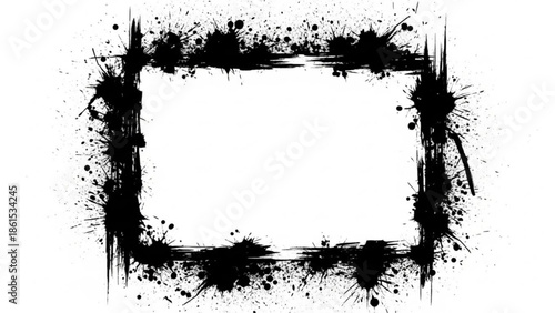Black ink splatter frame border on for creative design