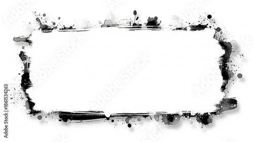 Black ink splatter border on for creative design elements