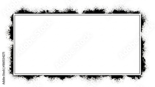 Black and white torn paper rectangle frame with a thin border for design and decoration purposes easily