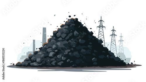 Modern Flat Vector Illustration of Coal Heap for Industrial Designs