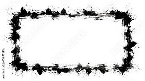 Black ink splatter border frame on for creative designs