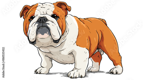 Adorable Bulldog Cartoon Vector with White Background for Creative Designs