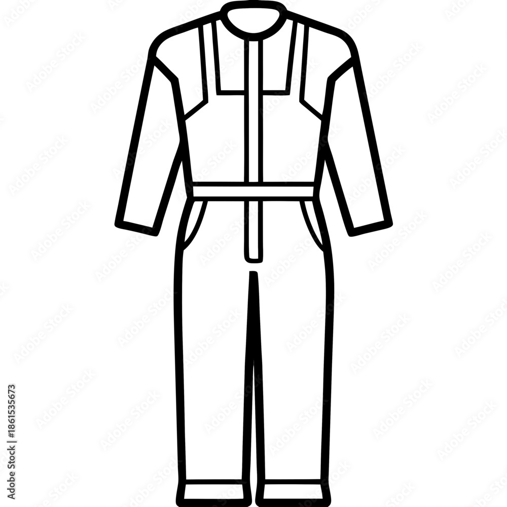 Naklejka premium Mechanic Jumpsuit Silhouette Vector – Black on White