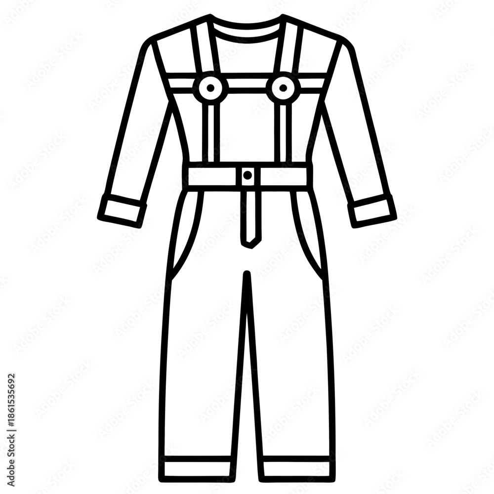 Naklejka premium Mechanic Jumpsuit Silhouette Vector – Black on White
