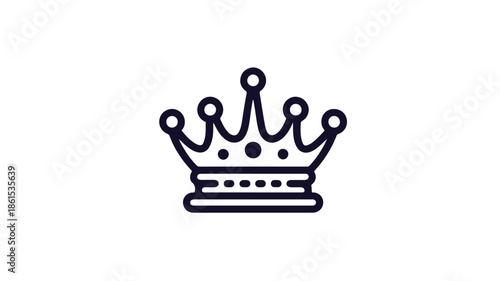 Regal King Flat Vector Icon on White Background with Outline - Vector Illustration