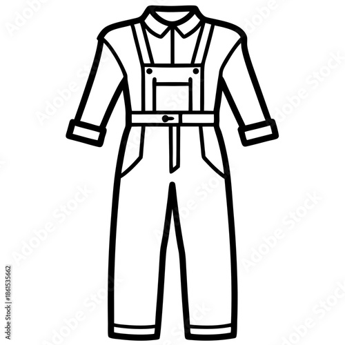 Mechanic Jumpsuit Silhouette Vector – Black on White