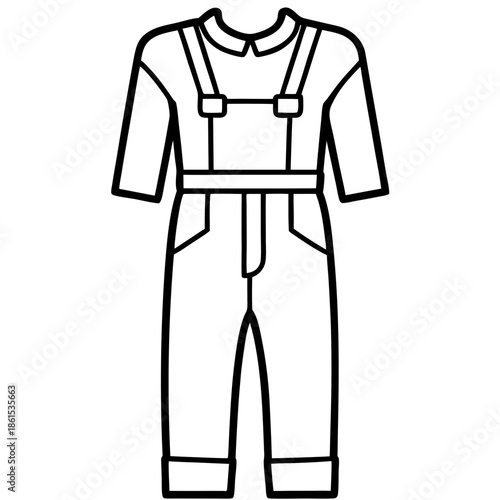 Mechanic Jumpsuit Silhouette Vector – Black on White