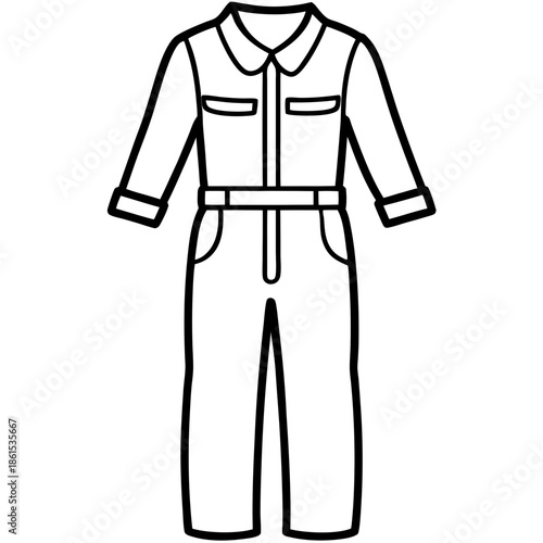Mechanic Jumpsuit Silhouette Vector – Black on White