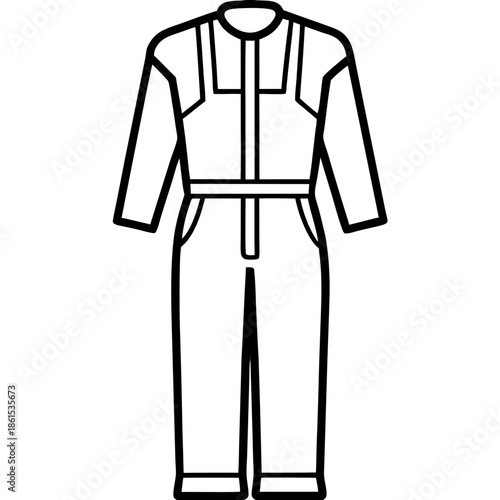 Mechanic Jumpsuit Silhouette Vector – Black on White