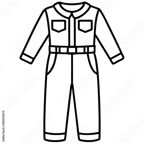 Mechanic Jumpsuit Silhouette Vector – Black on White