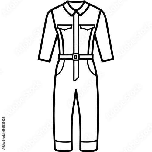 Mechanic Jumpsuit Silhouette Vector – Black on White