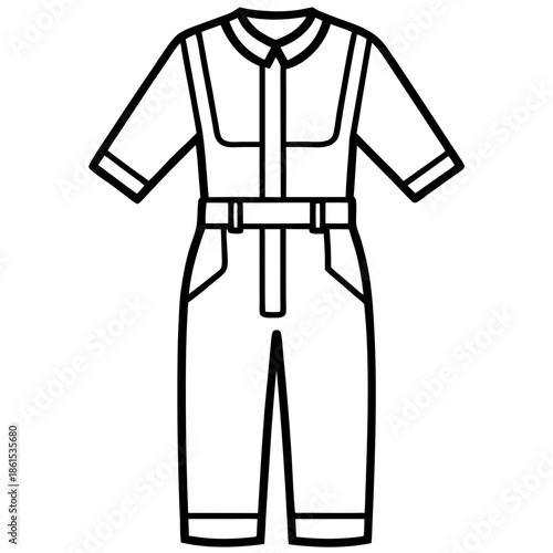 Mechanic Jumpsuit Silhouette Vector – Black on White