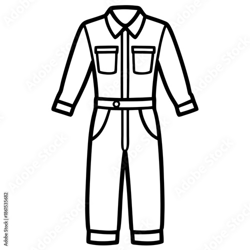 Mechanic Jumpsuit Silhouette Vector – Black on White