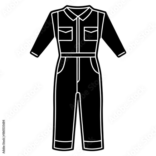 Mechanic Jumpsuit Silhouette Vector – Black on White