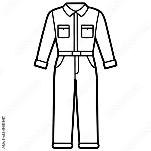 Mechanic Jumpsuit Silhouette Vector – Black on White