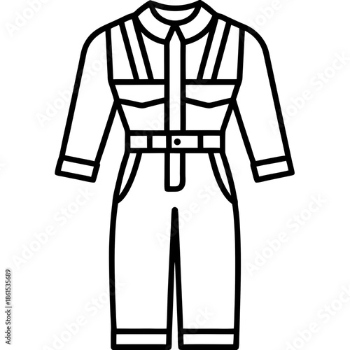 Mechanic Jumpsuit Silhouette Vector – Black on White