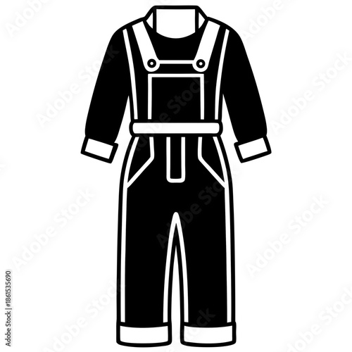 Mechanic Jumpsuit Silhouette Vector – Black on White