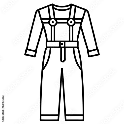 Mechanic Jumpsuit Silhouette Vector – Black on White
