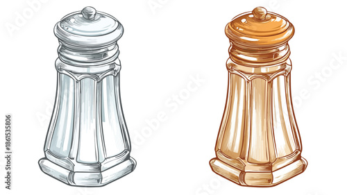 Modern Salt or Pepper Shaker Isolated on White Background Vector