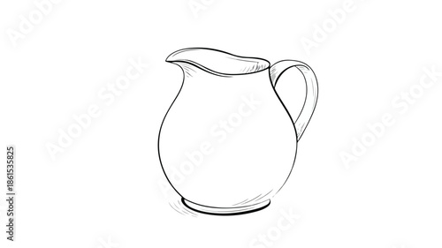 Simple Line Drawing Cartoon of a Jug for Illustrations Vector