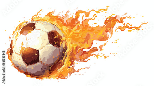 Fiery Soccer Ball Vector Illustration with Dramatic Flames - Intense Sports Concept