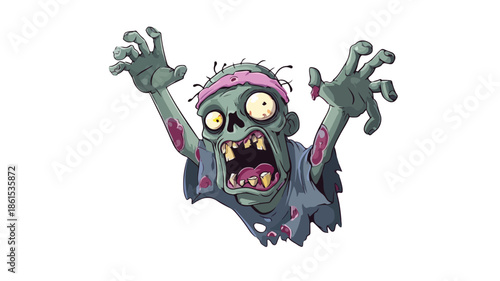 Spooky Zombie Halloween Horror Cartoon Vector Illustration