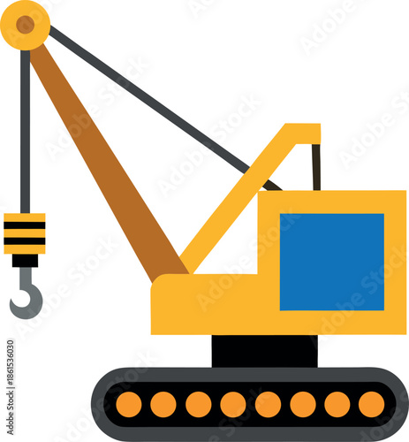 Tracked Crawler Crane Construction Icon Vector