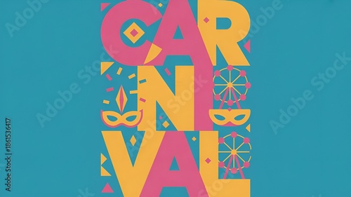 A vibrant and colorful carnival-themed graphic, perfect for celebrating.