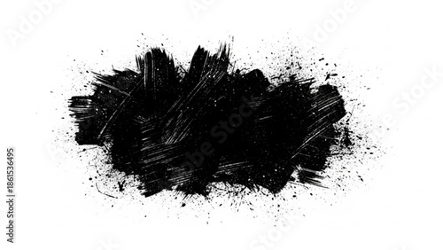 Black paint smudge with brush strokes artistic element