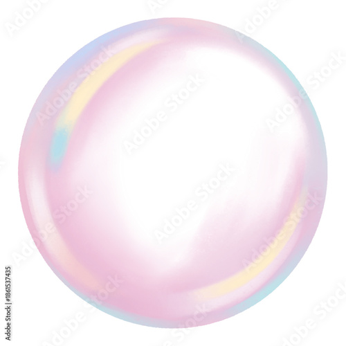 pink crystal ball isolated on white background, pinky bubble