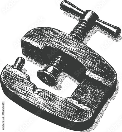 Antique metal clamp detailed engraving art transparent and eps