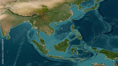 Animated Map of South China Sea with Countries and Territories