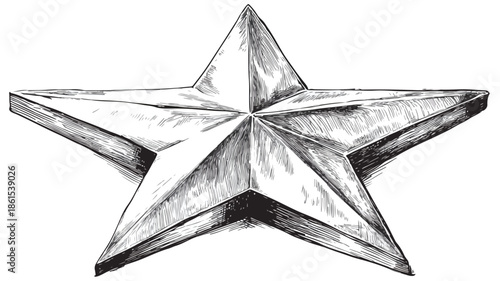 Elegant Star Shaped Art Vector with Outline Isolation
