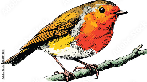 Vintage Freehand Robin Cartoon Illustration Vector for Creative Designs