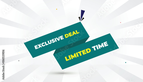 exclusive deal limited time editable eps format web banner vector art illustration template design light green shapes yellow bold font white gray gradient abstract illustration sunshine business backg