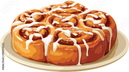 Delicious Cinnamon Bun Flat Vector Illustration for Culinary Designs and Bakery Promotions