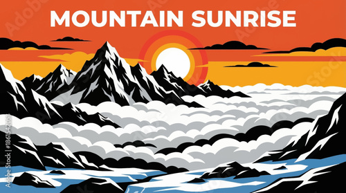 mountain sunrise rises above a sea of clouds, creating layered depth, warm light contrast, and an inspiring natural landscape favored for travel and nature focused visual content, black and white