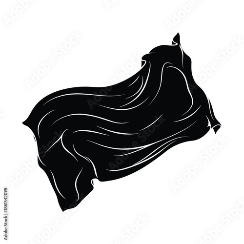 Stunning black cape flowing in the wind with white lines