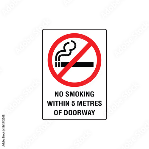 No Smoking Within 10 Metres Of Doorway Sign Vector Design Warning Sticker
