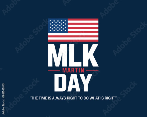 martin luther king day poster with american flag and quote