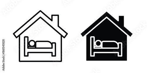 Accommodation icons in different styles. Simple icon design