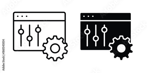 Admin panel icons in different styles. Simple icon design