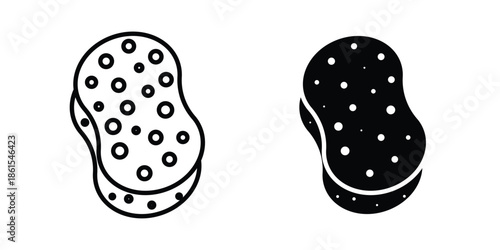 Bath sponge icons in different styles. Simple icon design