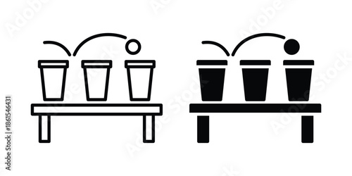 Beer pong icons in different styles. Simple icon design