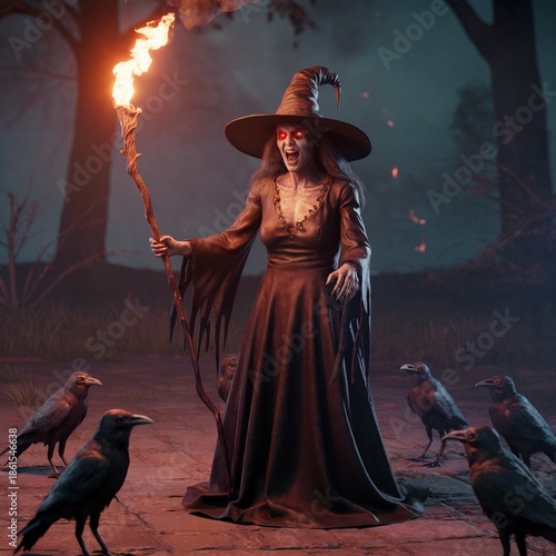 Halloween night when the pumpkins glow and dark spirits rise