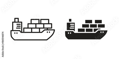 Cargo Ship icons in different styles. Simple icon design